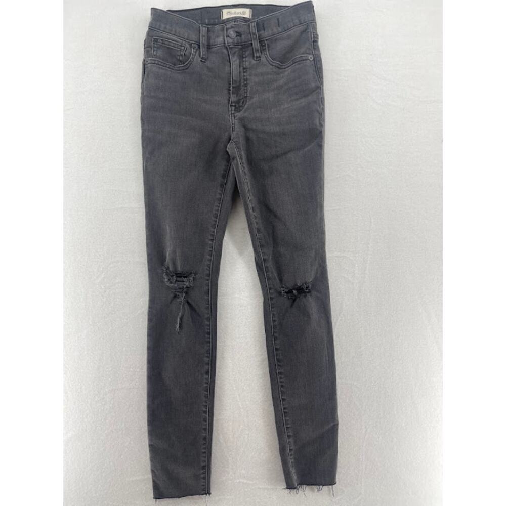 Madewell Womens Black Mid Rise Skinny Jeans‎ Size 25 Distressed Faded